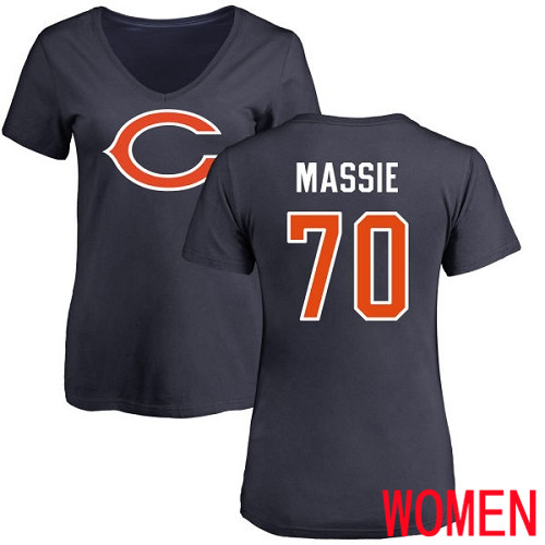 Chicago Bears Navy Blue Women Bobby Massie Name and Number Logo NFL Football #70 T Shirt